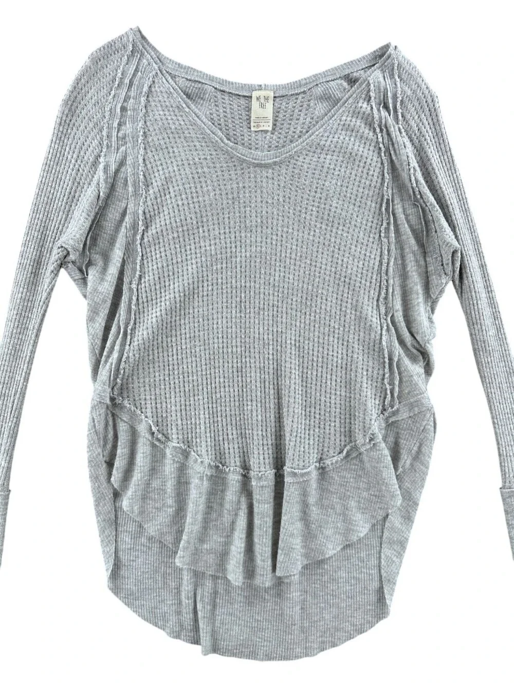 Free People We the Free Laguna Gray Waffle Knit Thermal Tunic Top XS
